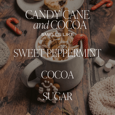 Candy Cane and Cocoa Soy Candle - Red Matte Jar - 15 oz (Hot Cocoa and Peppermint) - Sweet Water Decor - Candles