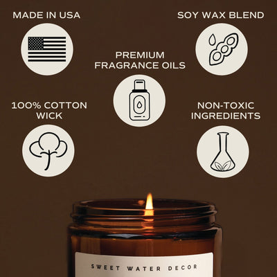 Teakwood and Mahogany Soy Candle - Amber Jar - 9 oz
