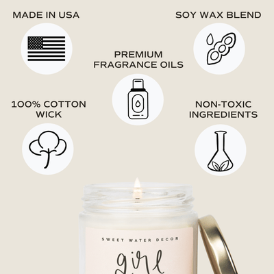 Girl Mom Soy Candle - Clear Jar - 9 oz (Wildflowers and Salt) - Sweet Water Decor - Candles