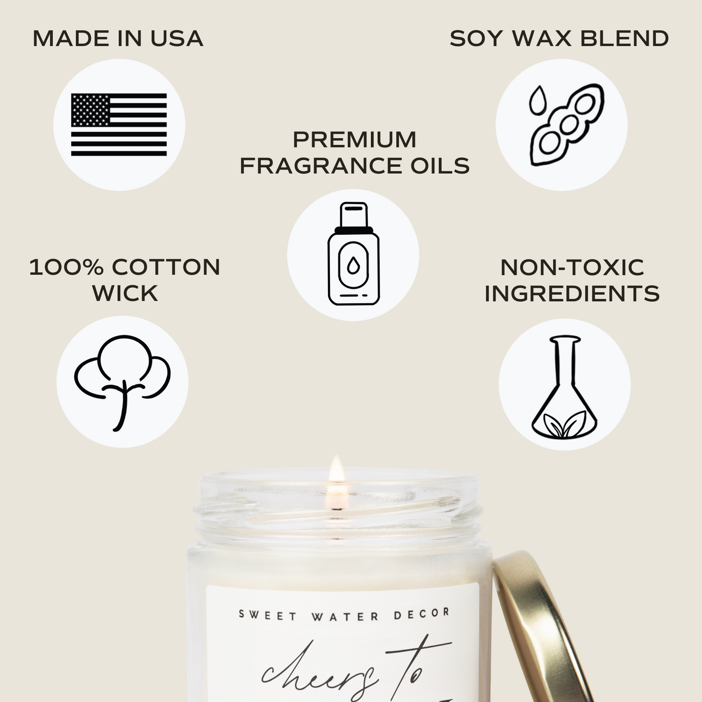 Cheers to Fifty Soy Candle - Clear Jar - 9 oz