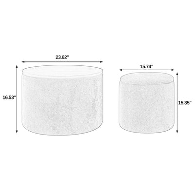 Walker Edison | Chenille 2 - Piece Set Round Storage Ottomans - Sweet Water Decor - Storage & Organization