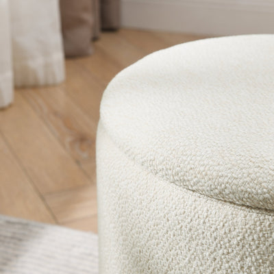 Walker Edison | Chenille 2 - Piece Set Round Storage Ottomans - Sweet Water Decor - Storage & Organization