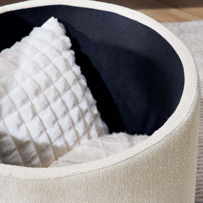 Walker Edison | Chenille 2 - Piece Set Round Storage Ottomans - Sweet Water Decor - Storage & Organization