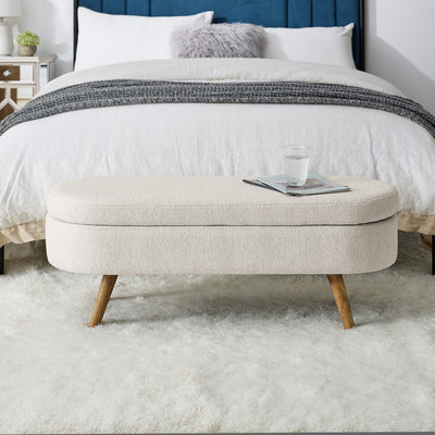 Walker Edison | Ottoman Oval Storage Bench - Sweet Water Decor - Ottoman