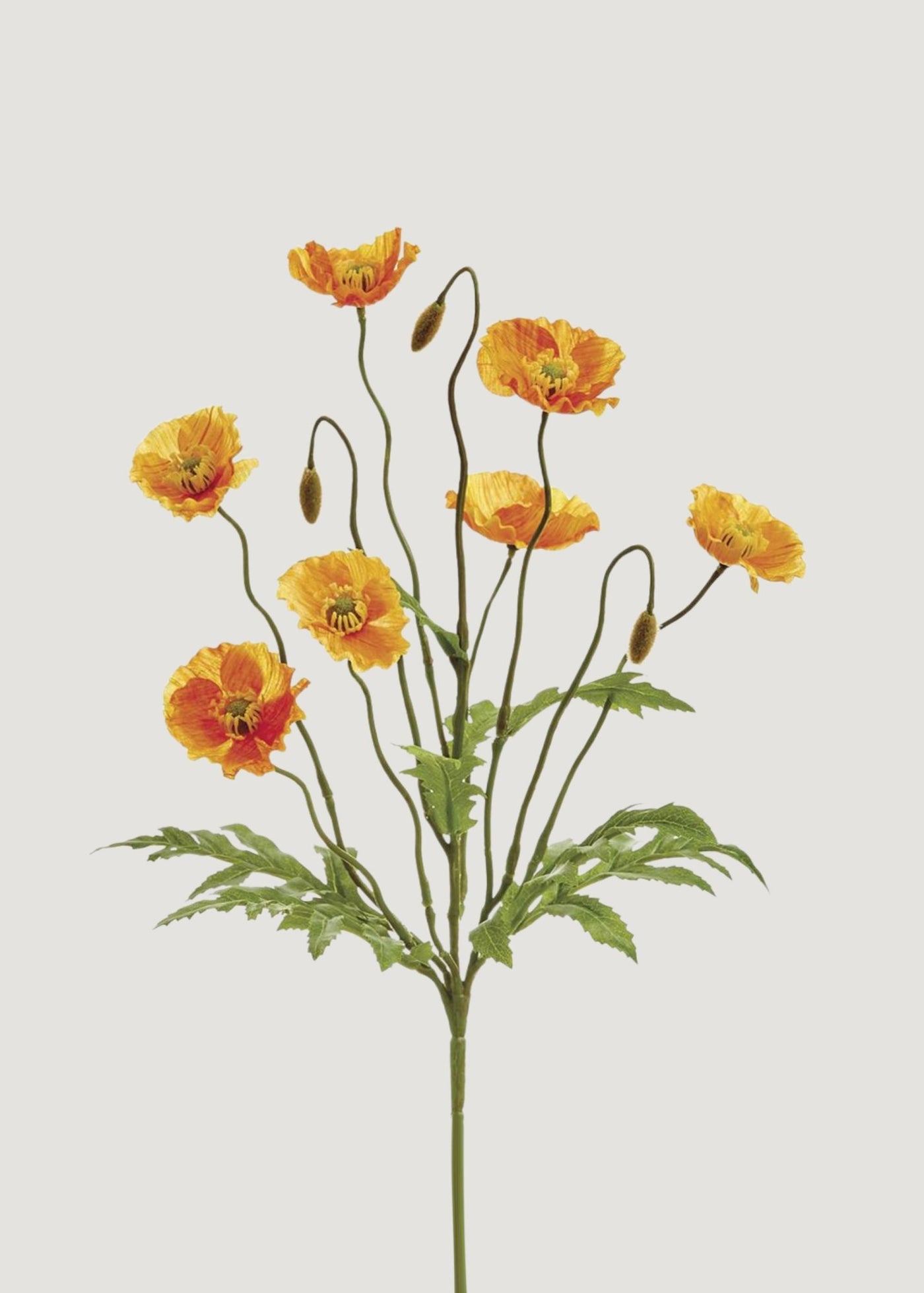 Orange Fake Poppy Blooming Flower Bush - 15" - Sweet Water Decor - faux flower