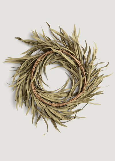 Artificial Willow Leaf Greenery Wreath - 17.5" - Sweet Water Decor - wreath