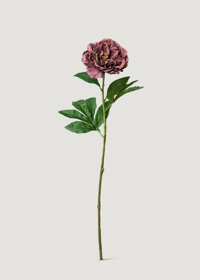 Artificial Mauve Brown Real Touch Peony Flower - 24.5" - Sweet Water Decor - faux flower