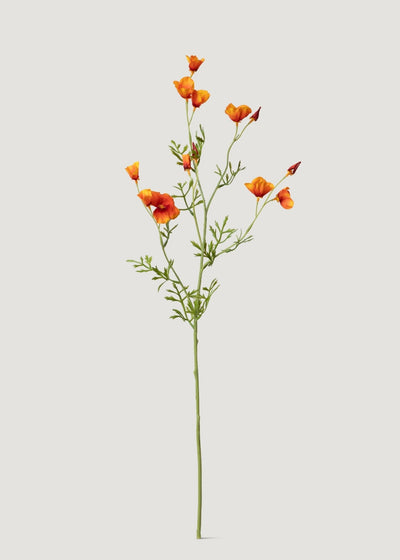 Orange Mini Fake Poppy Flower Spray - 26" - Sweet Water Decor - faux flower