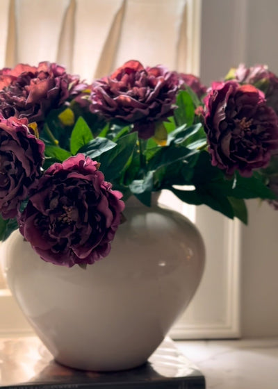 Artificial Mauve Brown Real Touch Peony Flower - 24.5" - Sweet Water Decor - faux flower