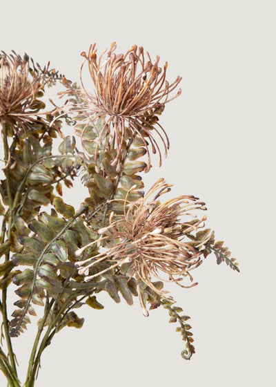 Antique Mauve Fake Pincushion Protea Flower Bush - 17.25" - Sweet Water Decor - faux flower