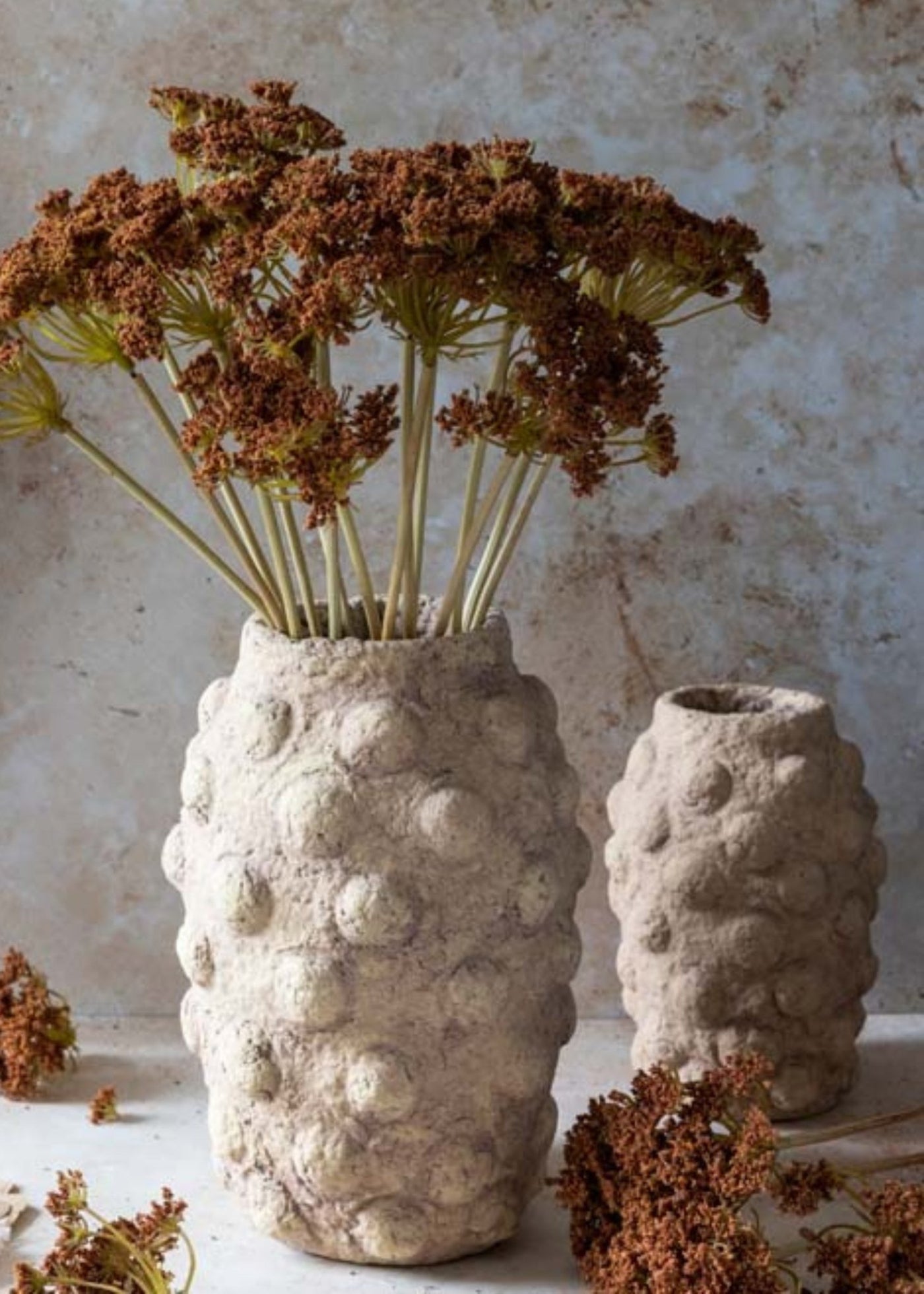 Bronze Brown Fake Yarrow Bundle of 5 - 18.75" - Sweet Water Decor - faux flower