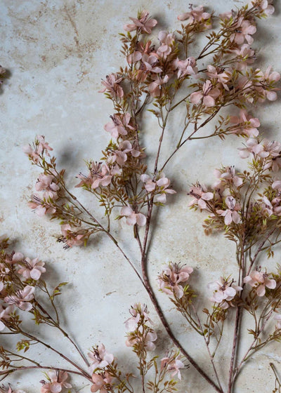 Pink Artificial Prunus Blossom Flower Branch - 41.25" - Sweet Water Decor - faux flower