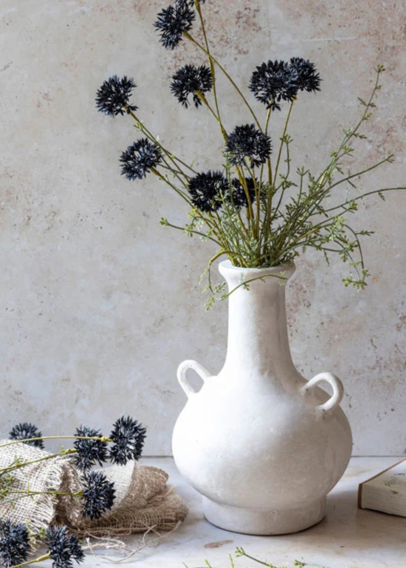 Artificial English Melaleuca Wildflower Branch in Black - 20.5" - Sweet Water Decor - faux flower