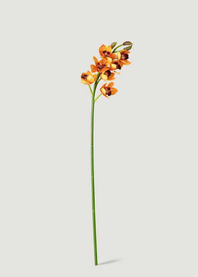 Orange Artificial Deluxe Cymbidium Orchid - 47" - Sweet Water Decor - faux flower