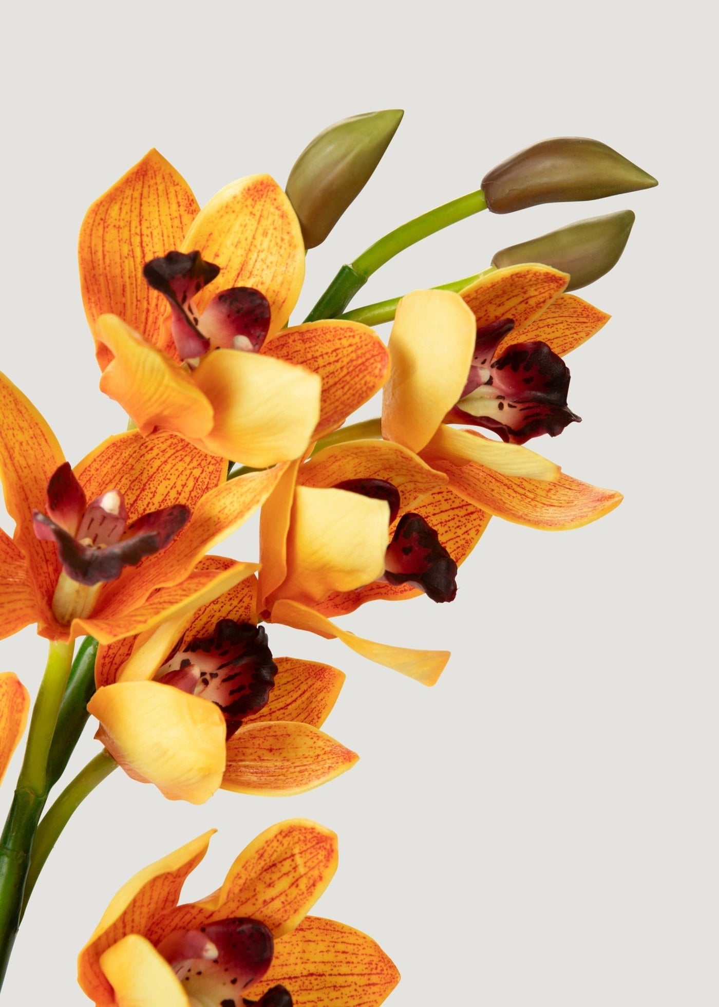 Orange Artificial Deluxe Cymbidium Orchid - 47" - Sweet Water Decor - faux flower