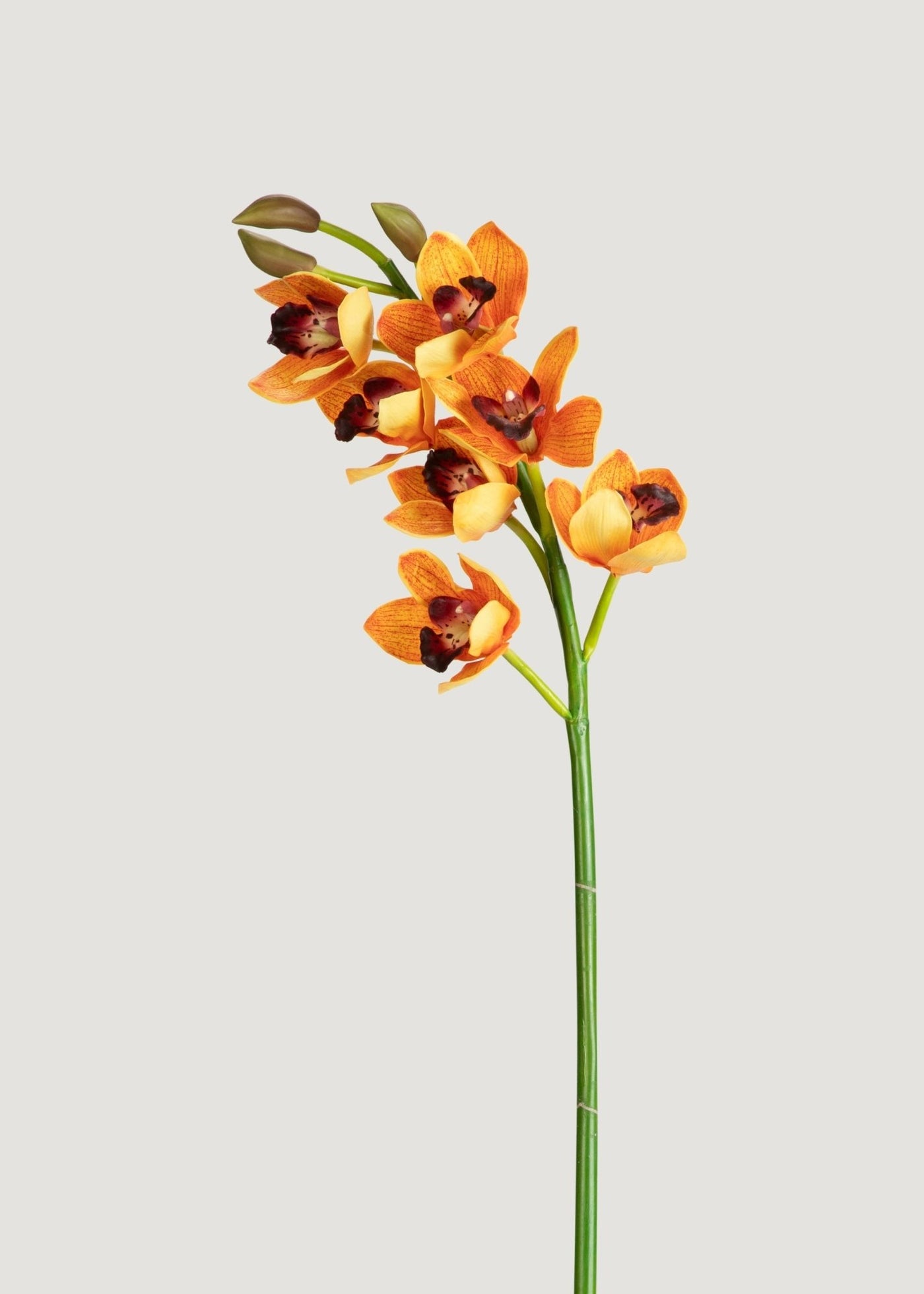 Orange Artificial Deluxe Cymbidium Orchid - 47" - Sweet Water Decor - faux flower