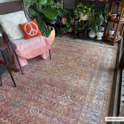 Anshu Peach Washable Area Rug - Sweet Water Decor - Rugs