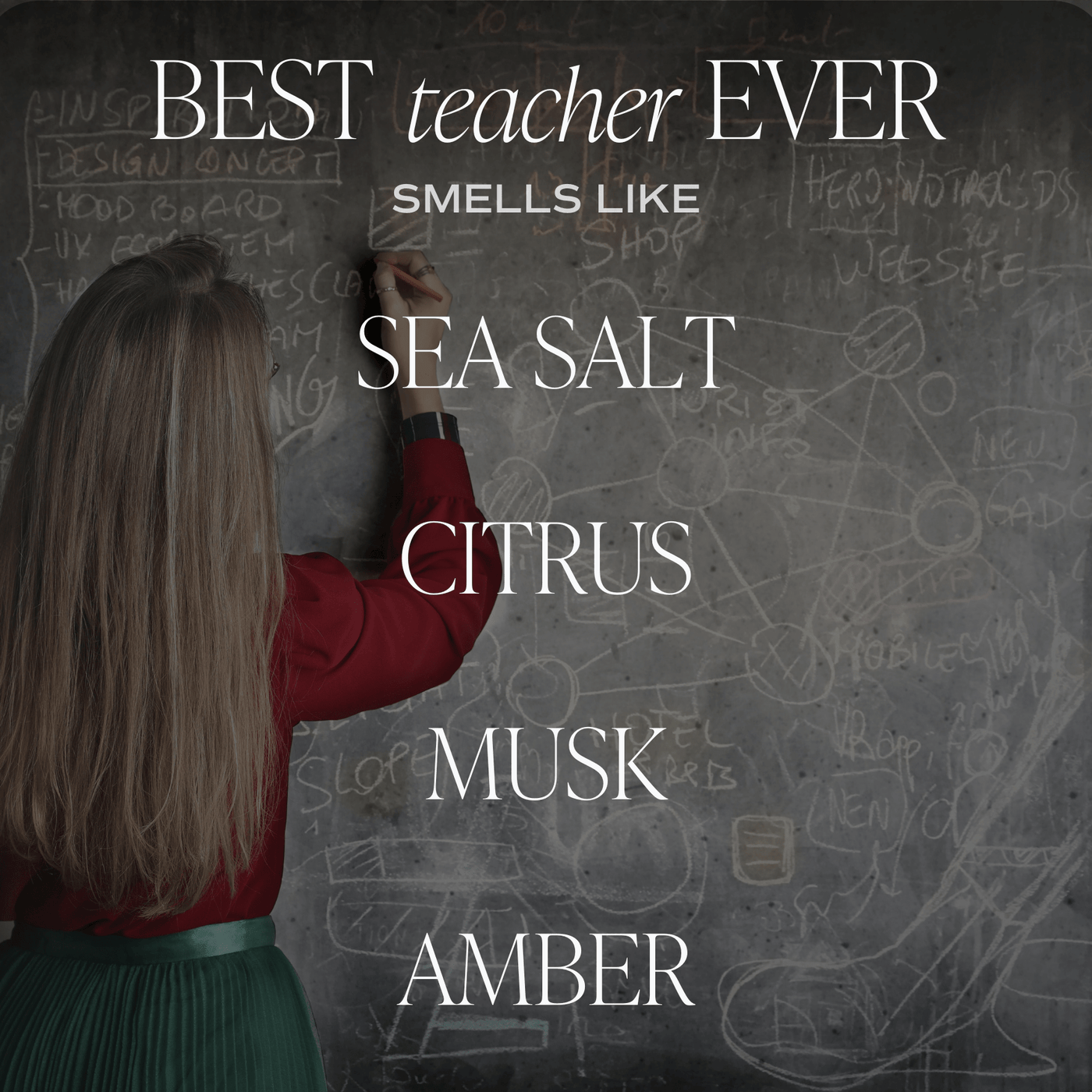 Best Teacher Ever Soy Candle - Clear Jar - 9 oz (Salt and Sea) - Sweet Water Decor - Candles