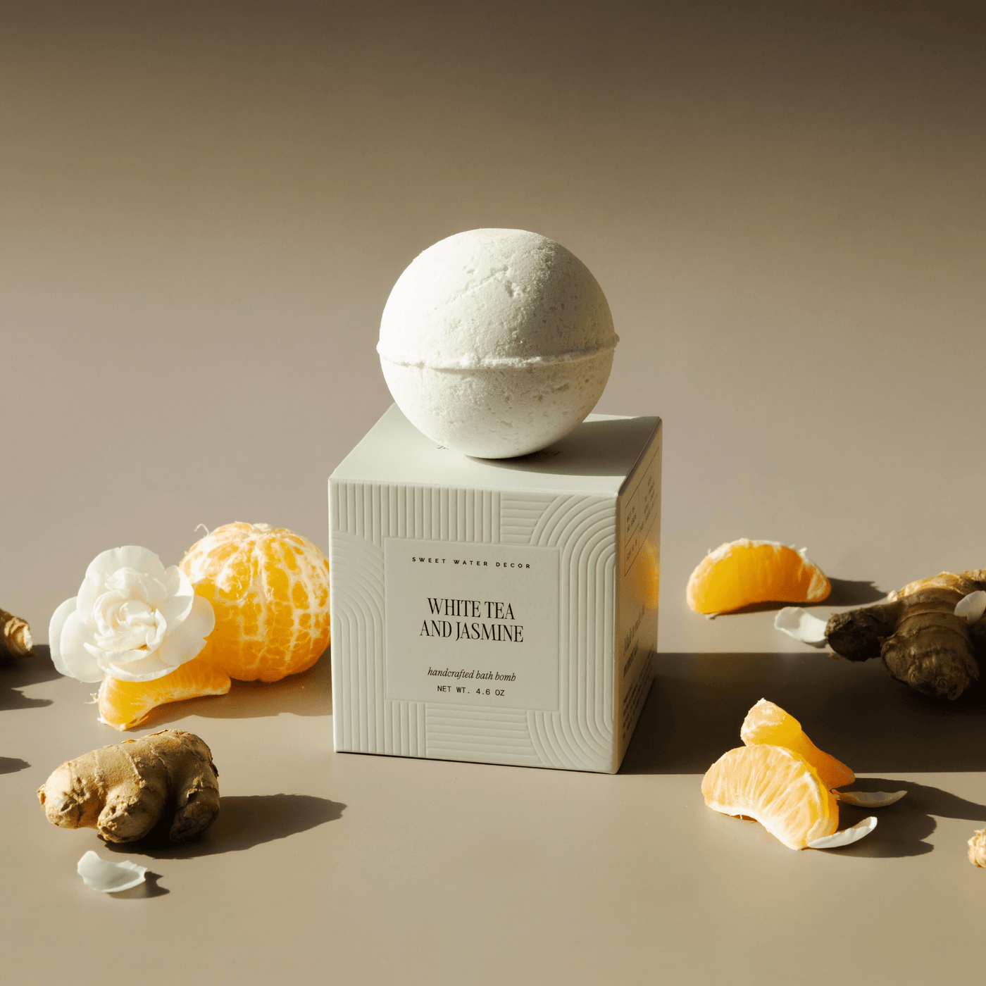White Tea and Jasmine 4.6 oz Bath Bomb - Sweet Water Decor - Bath Bomb