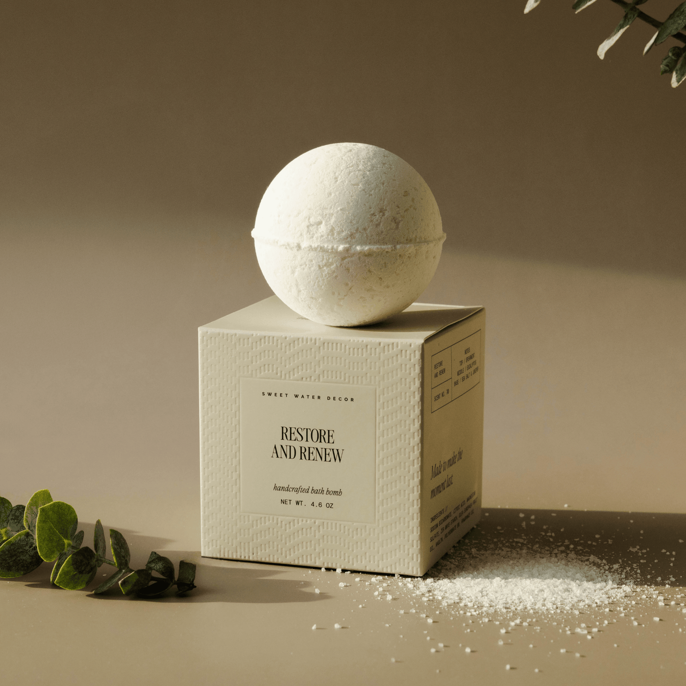Restore and Renew White Eucalyptus 4.6 oz Bath Bomb - Sweet Water Decor - Bath Bomb