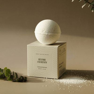 Restore and Renew White Eucalyptus 4.6 oz Bath Bomb - Sweet Water Decor - Bath Bomb