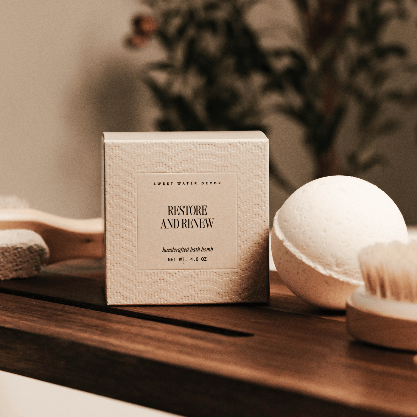 Restore and Renew White Eucalyptus 4.6 oz Bath Bomb - Sweet Water Decor - Bath Bomb