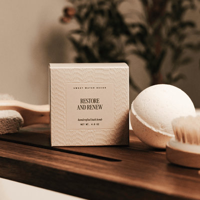 Restore and Renew White Eucalyptus 4.6 oz Bath Bomb - Sweet Water Decor - Bath Bomb
