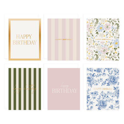 Assorted Happy Birthday Boxed Card Set - Pack of 12 - Sweet Water Decor - GREETING CARDS