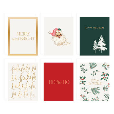 Assorted Holiday Card Set - Pack of 12 - Sweet Water Decor - GREETING CARDS