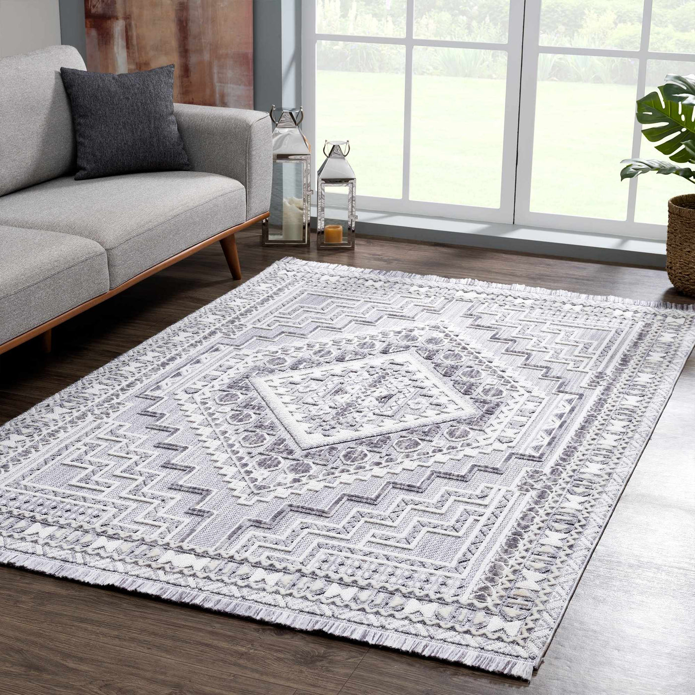 Alya Charcoal Textured Area Rug - Sweet Water Decor - Rugs