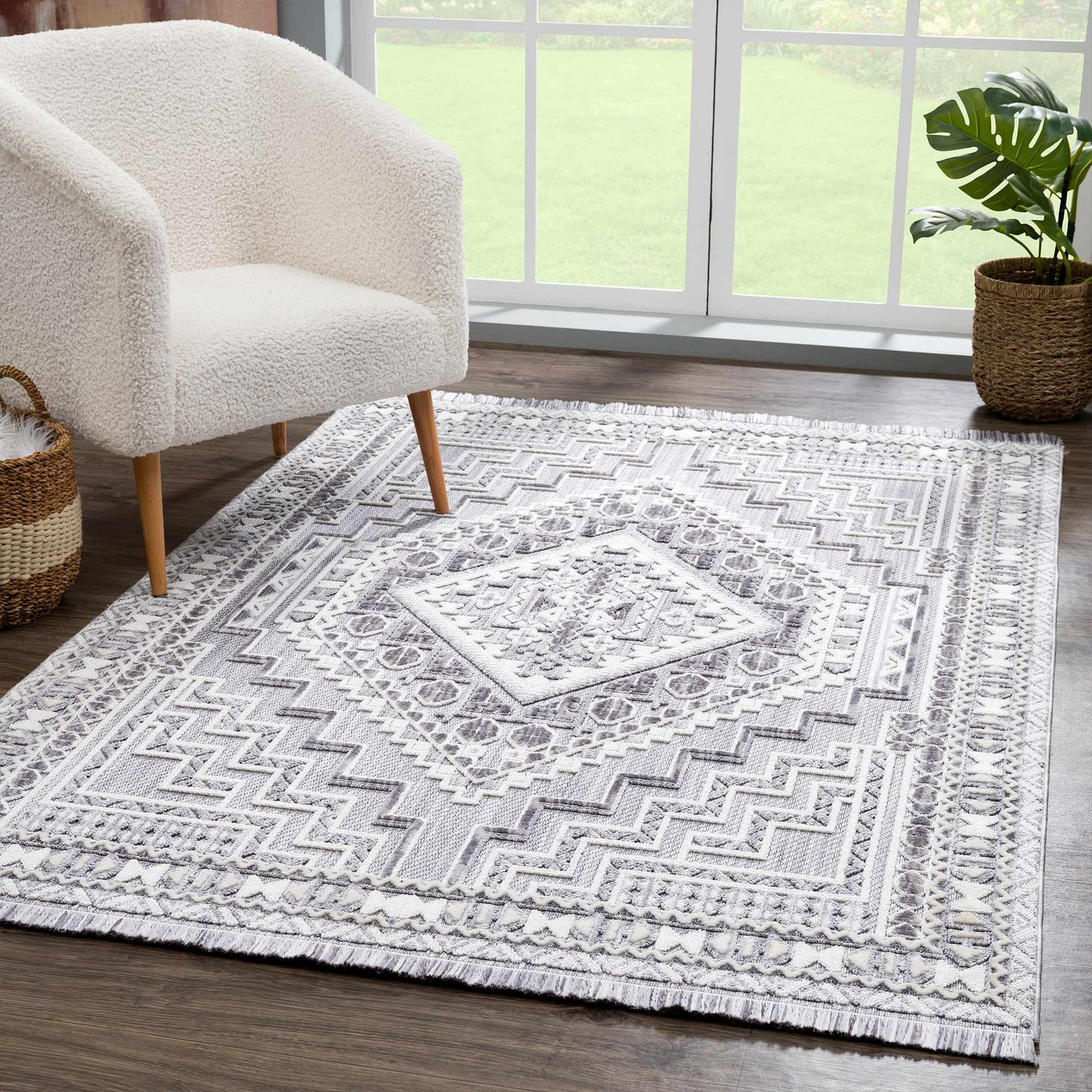 Alya Charcoal Textured Area Rug - Sweet Water Decor - Rugs