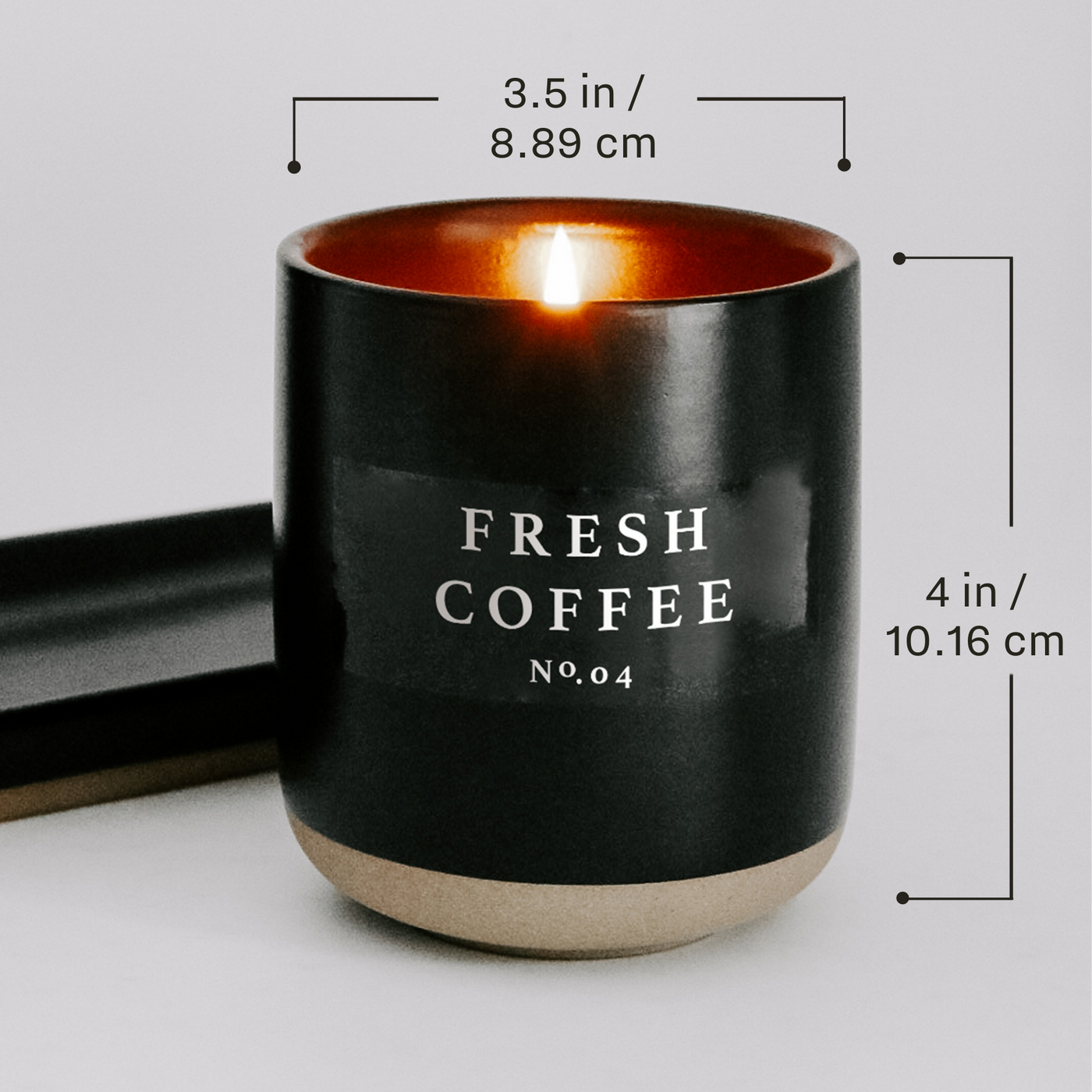 Teakwood and Mahogany Soy Candle - Black Stoneware Jar - 12 oz