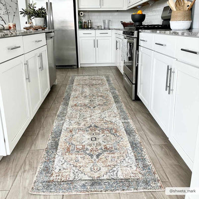 Blue Orange Hera Washable Area Rug - Sweet Water Decor - Rugs