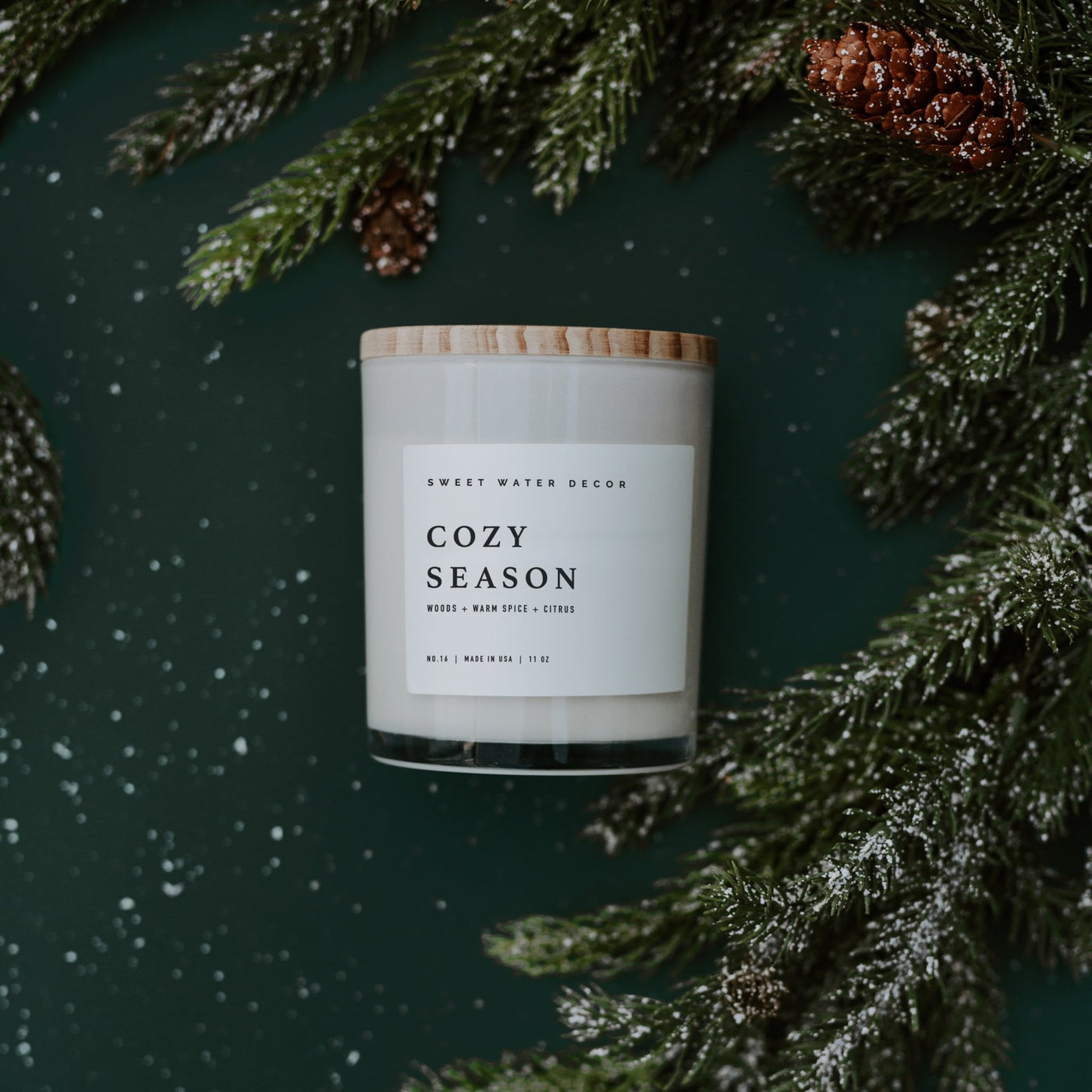 Cozy Season Soy Candle - White Jar - 11 oz - Sweet Water Decor - Candles