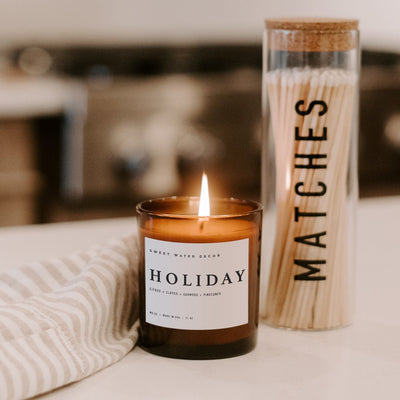Holiday Soy Candle - Amber Jar - 11 oz - Sweet Water Decor - Candles