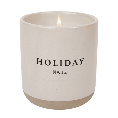 Holiday Soy Candle - Cream Stoneware Jar - 12 oz - Sweet Water Decor - Candles