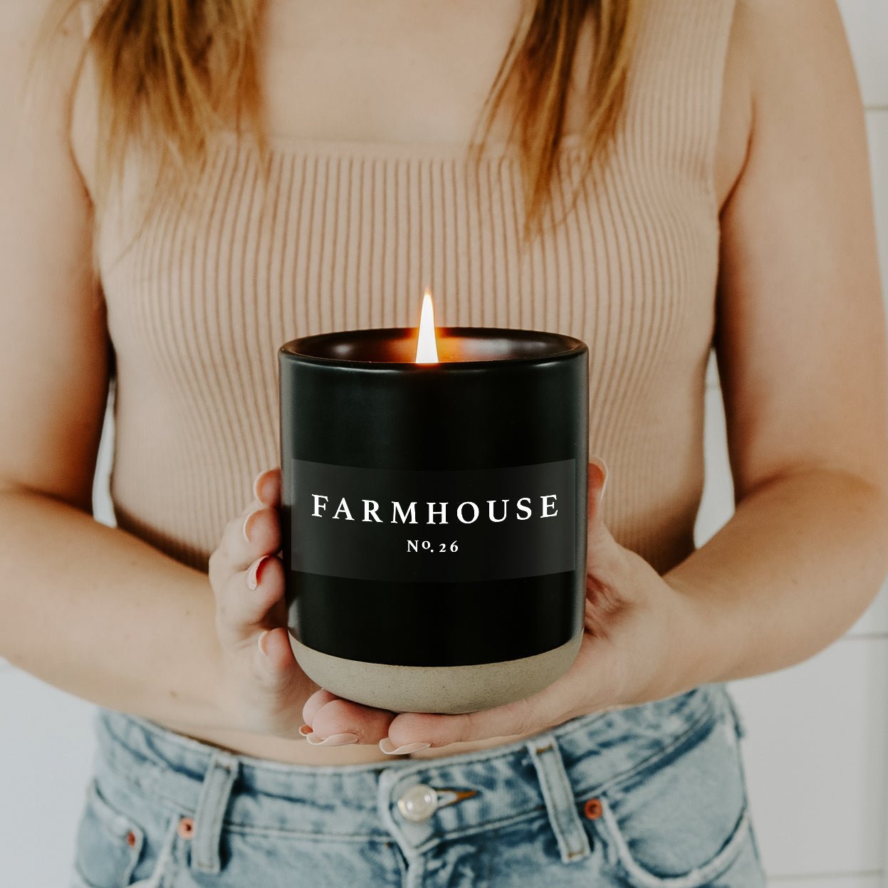 Farmhouse Soy Candle - Black Stoneware Jar - 12 oz - Sweet Water Decor - Candles