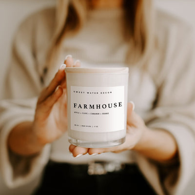 Farmhouse Soy Candle - White Jar - 11 oz - Sweet Water Decor - Candles