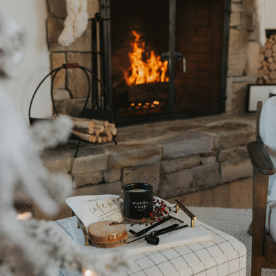 Warm and Cozy Soy Candle - Black Stoneware Jar - 12 oz