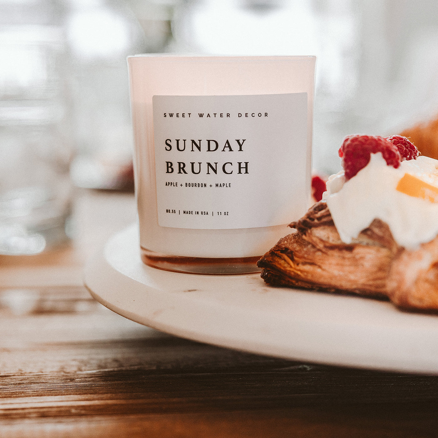 Sunday Brunch Soy Candle - White Jar - 11 oz - Sweet Water Decor - Candles