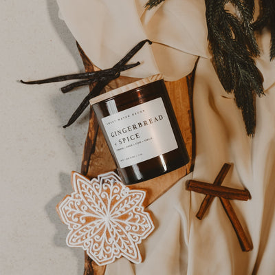 Gingerbread and Spice Soy Candle - Amber Jar - 11 oz - Sweet Water Decor - Candles