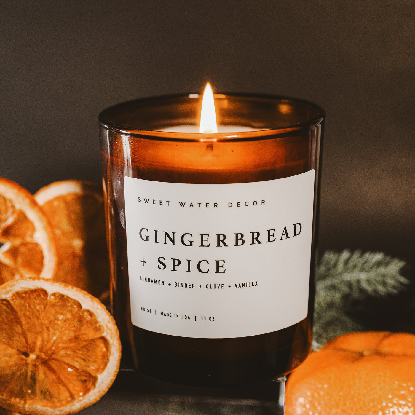 Gingerbread and Spice Soy Candle - Amber Jar - 11 oz - Sweet Water Decor - Candles