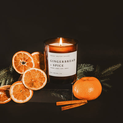 Gingerbread and Spice Soy Candle - Amber Jar - 11 oz - Sweet Water Decor - Candles