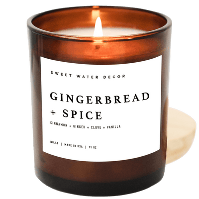 Gingerbread and Spice Soy Candle - Amber Jar - 11 oz - Sweet Water Decor - Candles