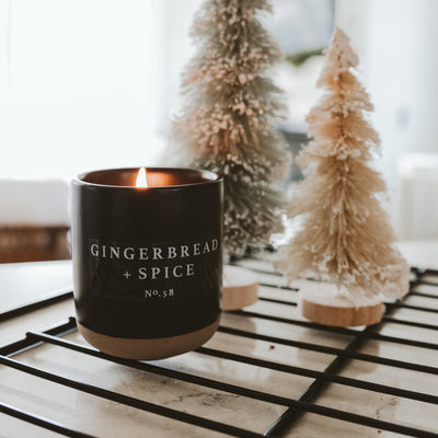 Gingerbread and Spice Soy Candle - Black Stoneware Jar - 12 oz