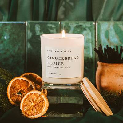Gingerbread and Spice Soy Candle - White Jar - 11 oz