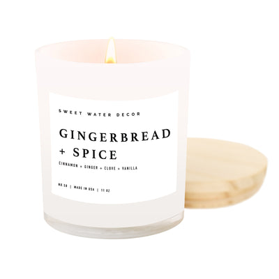Gingerbread and Spice Soy Candle - White Jar - 11 oz