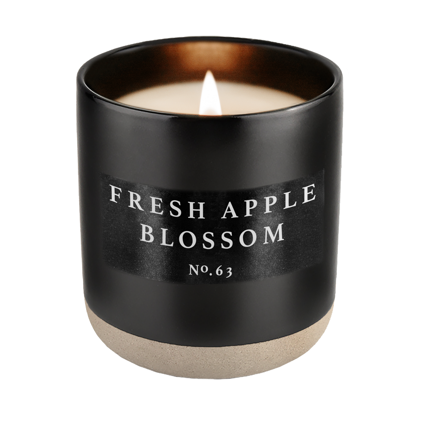 Fresh Apple Blossom Soy Candle - Black Stoneware Jar - 12 oz