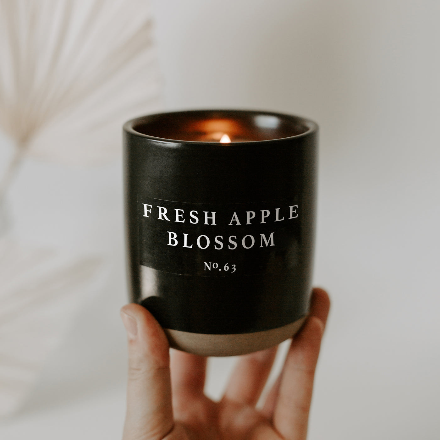 Fresh Apple Blossom Soy Candle - Black Stoneware Jar - 12 oz