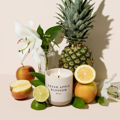 Fresh Apple Blossom Soy Candle - Cream Stoneware Jar - 12 oz